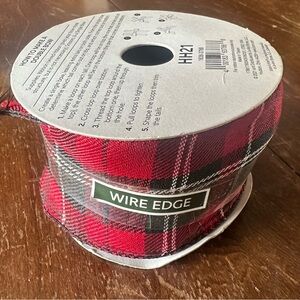 Place & Time - Home for the Holidays Ribbon Red flannel 2 1/2 inch wire edge NEW